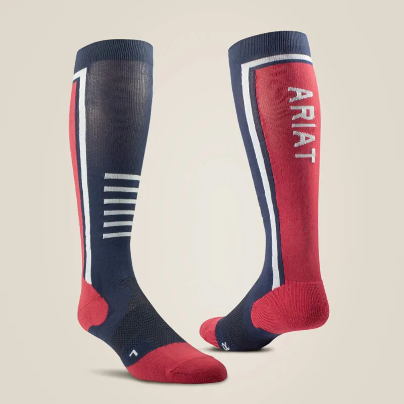 AriatTek Unisex Slimline Performance Socks Navy/Red